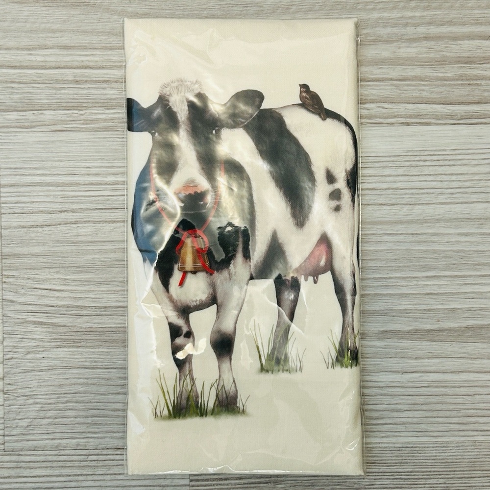 🐄 Farmhouse Holstein Cow Artisan Flour Sack Towel 100% Egyptian Cotton NWT